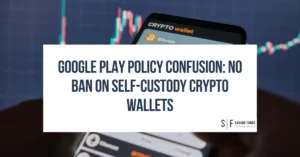 Smartphone screen showing a crypto wallet app interface with Bitcoin and Ethereum options.